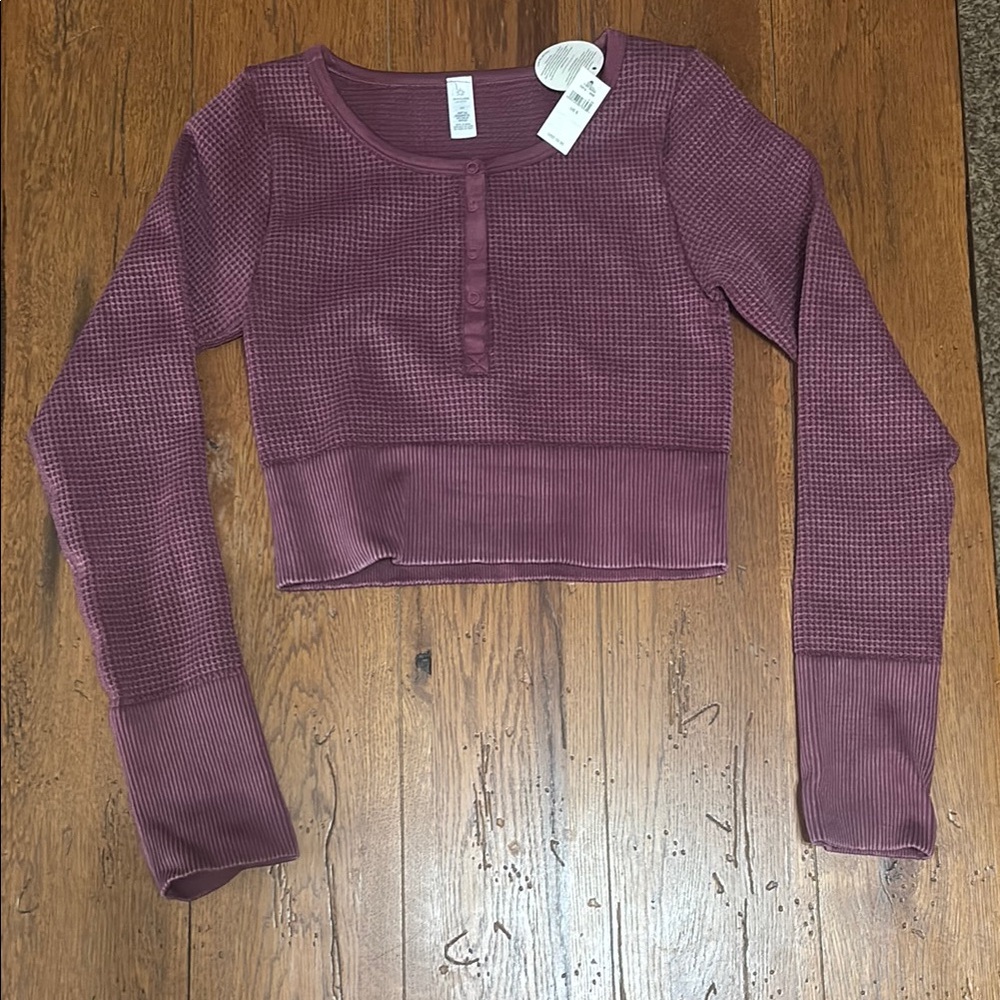 Offline by Aerie Long Sleeve Waffle Crop Top